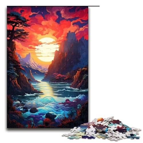 Puzzle für Erwachsene 1000 Teile farbenfrohes psychedelisches Küstenparadies Lernspiele für Zuhause DIY Spielzeug tolles Geschenk für Spiele 75 x 50 cm von QSYFNBZL