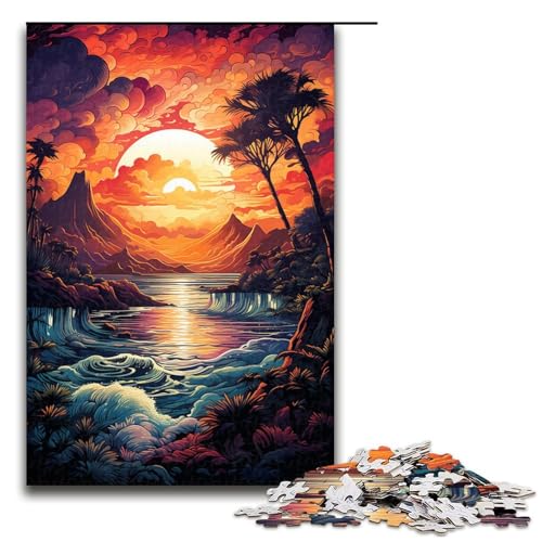 Puzzle für Erwachsene 1000 Teile farbenfrohes psychedelisches Küstenparadies Spielzeug intellektuelles Spiel ganze Familie 75 x 50 cm von QSYFNBZL