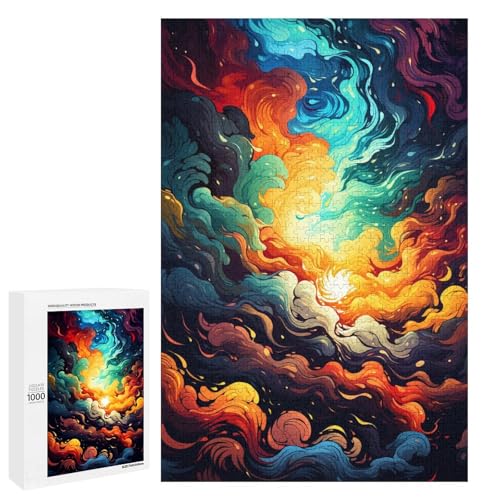 Puzzle für Erwachsene 1000 Teile farbenfrohes psychedelisches Kunst Puzzle Geburtstagsgeschenk für Teenager ab 14 Jahren 75 x 50 cm von QSYFNBZL