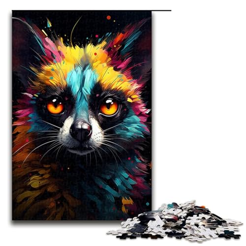 Puzzle für Erwachsene 1000 Teile farbenfrohes psychedelisches Lemuren Unmögliches Puzzle Familienspiel zum Stressabbau schwierige Herausforderung 75 x 50 cm von QSYFNBZL