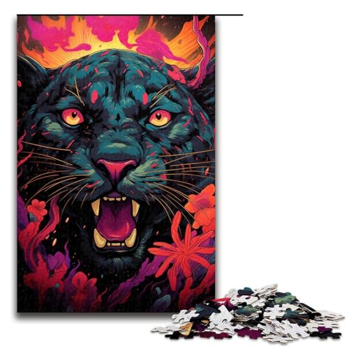 Puzzle für Erwachsene 1000 Teile farbenfrohes psychedelisches Leoparden Puzzle für Kinder Holzpuzzle dekomprimierendes intellektuelles Lernspielzeug 75 x 50 cm Puzzle für Erwachsene 1000 Teile farbenfrohes psychedelisches Leoparden Puzzle für Kinder Holzpuzzle dekomprimierendes intellektuelles Lernspielzeug 75 x 50 cm von QSYFNBZL