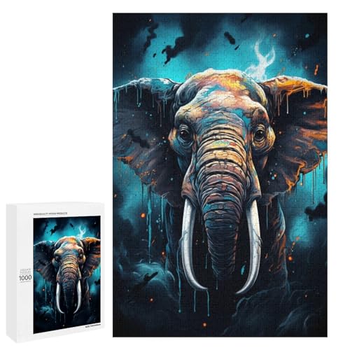 Puzzle für Erwachsene 1000 Teile farbenfrohes psychedelisches Märchen Elefant Holzpuzzle Lernspielzeug Familienspiele 75 x 50 cm Puzzle für Erwachsene 1000 Teile farbenfrohes psychedelisches Märchen Elefant Holzpuzzle Lernspielzeug Familienspiele 75 x 50 cm von QSYFNBZL