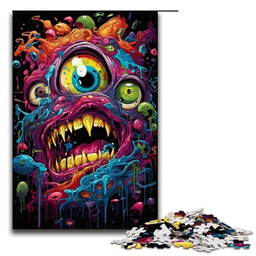 Puzzle für Erwachsene 1000 Teile farbenfrohes psychedelisches Monster Heimdekoration Puzzle Spielzeug Geschenk für die ganze Familie 75 x 50 cm von QSYFNBZL