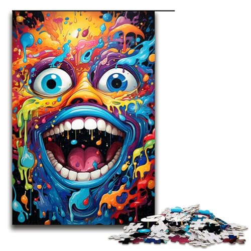 Puzzle für Erwachsene 1000 Teile farbenfrohes psychedelisches Monster Heimdekoration Puzzle Spielzeug Geschenk für die ganze Familie 75 x 50 cm von QSYFNBZL