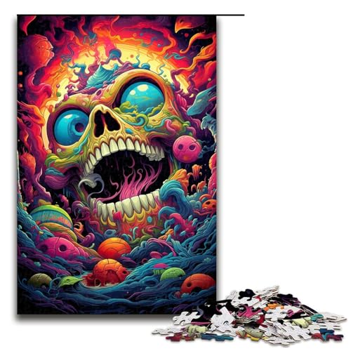 Puzzle für Erwachsene 1000 Teile farbenfrohes psychedelisches Monster Puzzle Spielspielzeug lustig 75 x 50 cm von QSYFNBZL