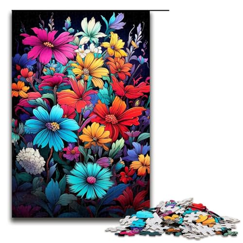 Puzzle für Erwachsene 1000 Teile farbenfrohes psychedelisches Neon Wildblumen Puzzle jedes Teil ist einzigartig anspruchsvolles lustiges Familienspiel 75 x 50 cm Puzzle für Erwachsene 1000 Teile farbenfrohes psychedelisches Neon Wildblumen Puzzle jedes Teil ist einzigartig anspruchsvolles lustiges Familienspiel 75 x 50 cm von QSYFNBZL