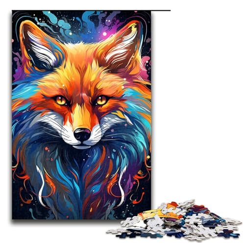 Puzzle für Erwachsene 1000 Teile farbenfrohes psychedelisches Neonfuchs Puzzle für Lernspiele Herausforderungsspielzeug einzigartige Heimdekoration und Geschenke 75 x 50 cm von QSYFNBZL
