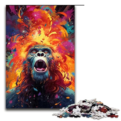 Puzzle für Erwachsene 1000 Teile farbenfrohes psychedelisches Orang Utan Puzzle mit Galaxie Motiv für Kinder Holzpuzzle dekomprimierendes intellektuelles Lernspielzeug 75 x 50 cm Puzzle für Erwachsene 1000 Teile farbenfrohes psychedelisches Orang Utan Puzzle mit Galaxie Motiv für Kinder Holzpuzzle dekomprimierendes intellektuelles Lernspielzeug 75 x 50 cm von QSYFNBZL