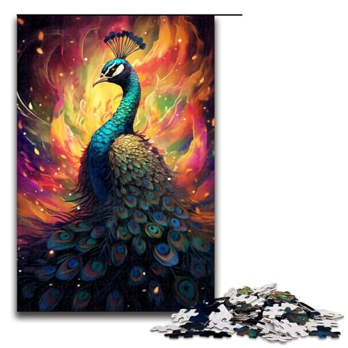 Puzzle für Erwachsene 1000 Teile farbenfrohes psychedelisches Pfauen Puzzle Lernspiele für Zuhause DIY Spielzeug tolles Geschenk für Spiele 75 x 50 cm von QSYFNBZL