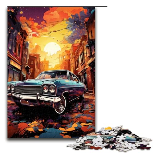 Puzzle für Erwachsene 1000 Teile farbenfrohes psychedelisches Retro Auto bei Sonnenuntergang Puzzle für Lernspiele Herausforderungsspielzeug einzigartige Heimdekoration und Geschenke 75 x 50 cm Puzzle für Erwachsene 1000 Teile farbenfrohes psychedelisches Retro Auto bei Sonnenuntergang Puzzle für Lernspiele Herausforderungsspielzeug einzigartige Heimdekoration und Geschenke 75 x 50 cm von QSYFNBZL