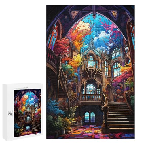 Puzzle für Erwachsene 1000 Teile farbenfrohes psychedelisches Schloss Puzzle Lernspiele für Zuhause DIY Spielzeug tolles Geschenk für Spiele 75 x 50 cm von QSYFNBZL