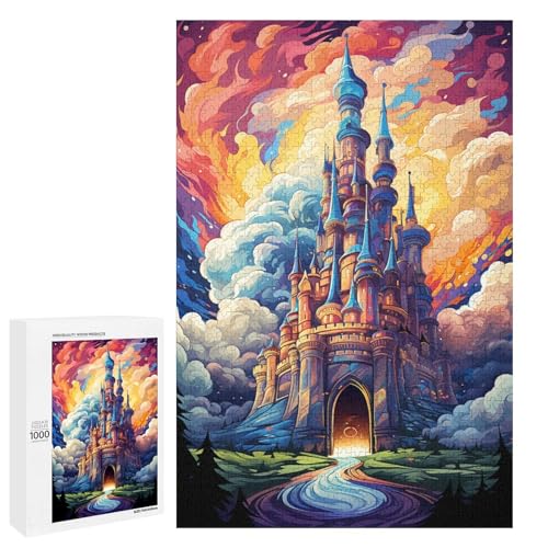 Puzzle für Erwachsene 1000 Teile farbenfrohes psychedelisches Schlossspielzeug intellektuelles Spiel ganze Familie 75 x 50 cm von QSYFNBZL