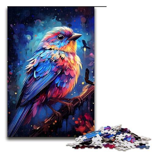 Puzzle für Erwachsene 1000 Teile farbenfrohes psychedelisches Spatzen Puzzle für die ganze Familie tolles Geschenk für Teenager ab 14 Jahren 75 x 50 cm von QSYFNBZL