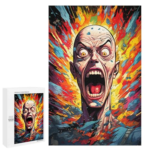 Puzzle für Erwachsene 1000 Teile farbenfrohes psychedelisches Spielzeug mit Glatze intellektuelles Spiel ganze Familie 75 x 50 cm von QSYFNBZL