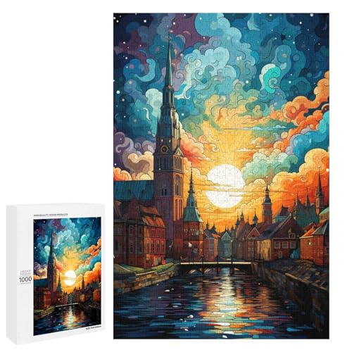 Puzzle für Erwachsene 1000 Teile farbenfrohes psychedelisches Stadtpuzzle für Kinder Holzpuzzle dekomprimierendes intellektuelles Lernspielzeug 75 x 50 cm Puzzle für Erwachsene 1000 Teile farbenfrohes psychedelisches Stadtpuzzle für Kinder Holzpuzzle dekomprimierendes intellektuelles Lernspielzeug 75 x 50 cm von QSYFNBZL