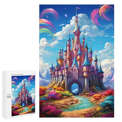 Puzzle für Erwachsene 1000 Teile farbenfrohes psychedelisches Süßigkeitenschloss lustiges Familienpuzzle tolles Geschenk für Teenager ab 14 Jahren 75 x 50 cm von QSYFNBZL