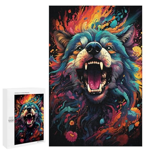 Puzzle für Erwachsene 1000 Teile farbenfrohes psychedelisches Tier Puzzle Lernspiele für Zuhause DIY Spielzeug tolles Geschenk für Spiele 75 x 50 cm von QSYFNBZL