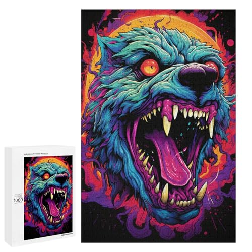 Puzzle für Erwachsene 1000 Teile farbenfrohes psychedelisches Tier Puzzle Spiele Spielzeug Geschenk geeignet als Schreibtischdekoration 75 x 50 cm von QSYFNBZL