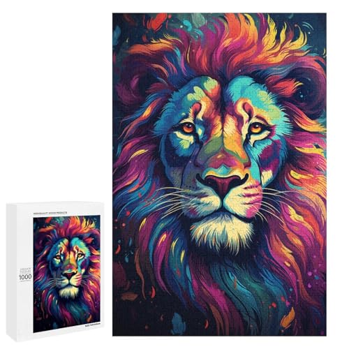 Puzzle für Erwachsene 1000 Teile farbenfrohes psychedelisches Tierlöwen Holzpuzzle Lernspielzeug Familienspiele 75 x 50 cm Puzzle für Erwachsene 1000 Teile farbenfrohes psychedelisches Tierlöwen Holzpuzzle Lernspielzeug Familienspiele 75 x 50 cm von QSYFNBZL