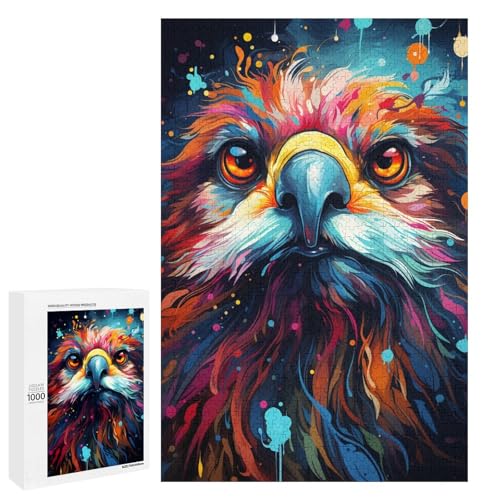 Puzzle für Erwachsene 1000 Teile farbenfrohes psychedelisches Tiermuster zum Zusammenbauen hilft dem Gehirn süchtig machendes Spielzeug zur Förderung der Geduld 75 x 50 cm von QSYFNBZL