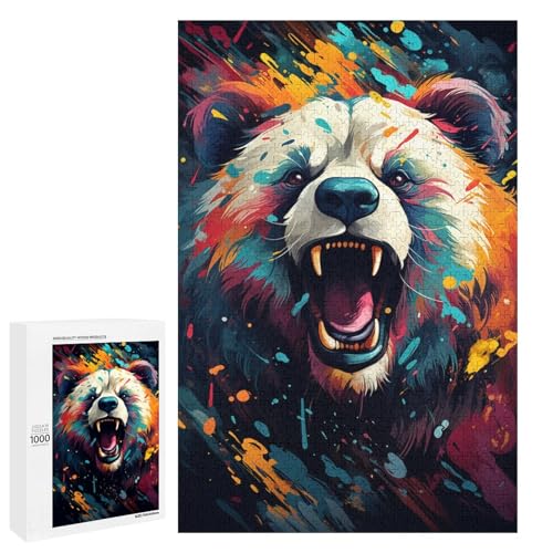 Puzzle für Erwachsene 1000 Teile farbenfrohes psychedelisches Tierpanda Puzzle für Kinder Holzpuzzle dekomprimierendes intellektuelles Lernspielzeug 75 x 50 cm Puzzle für Erwachsene 1000 Teile farbenfrohes psychedelisches Tierpanda Puzzle für Kinder Holzpuzzle dekomprimierendes intellektuelles Lernspielzeug 75 x 50 cm von QSYFNBZL