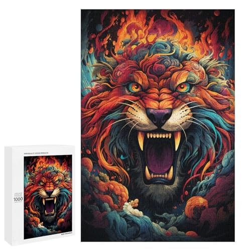 Puzzle für Erwachsene 1000 Teile farbenfrohes psychedelisches Tierspielzeug intellektuelles Spiel ganze Familie 75 x 50 cm von QSYFNBZL