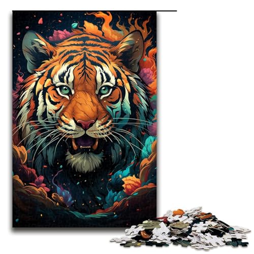 Puzzle für Erwachsene 1000 Teile farbenfrohes psychedelisches Tiger Puzzle Spiele Spielzeug Geschenk geeignet als Schreibtischdekoration 75 x 50 cm Puzzle für Erwachsene 1000 Teile farbenfrohes psychedelisches Tiger Puzzle Spiele Spielzeug Geschenk geeignet als Schreibtischdekoration 75 x 50 cm von QSYFNBZL