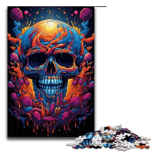 Puzzle für Erwachsene 1000 Teile farbenfrohes psychedelisches Totenkopf Puzzle für Erwachsene Holzspiele für die ganze Familie Weihnachts und Geburtstagsgeschenke 75 x 50 cm Puzzle für Erwachsene 1000 Teile farbenfrohes psychedelisches Totenkopf Puzzle für Erwachsene Holzspiele für die ganze Familie Weihnachts und Geburtstagsgeschenke 75 x 50 cm von QSYFNBZL