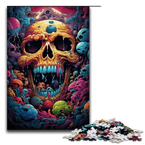Puzzle für Erwachsene 1000 Teile farbenfrohes psychedelisches Totenkopf Puzzle für Kinder Holzpuzzle dekomprimierendes intellektuelles Lernspielzeug 75 x 50 cm Puzzle für Erwachsene 1000 Teile farbenfrohes psychedelisches Totenkopf Puzzle für Kinder Holzpuzzle dekomprimierendes intellektuelles Lernspielzeug 75 x 50 cm von QSYFNBZL