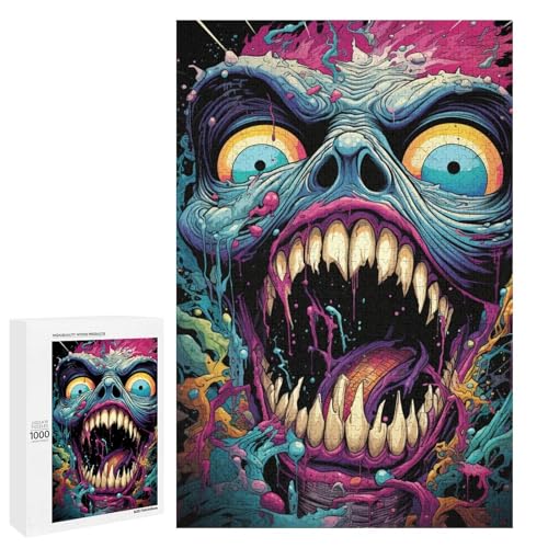 Puzzle für Erwachsene 1000 Teile farbenfrohes psychedelisches Totenkopf Puzzle für Lernspiele Herausforderungsspielzeug einzigartige Heimdekoration und Geschenke 75 x 50 cm Puzzle für Erwachsene 1000 Teile farbenfrohes psychedelisches Totenkopf Puzzle für Lernspiele Herausforderungsspielzeug einzigartige Heimdekoration und Geschenke 75 x 50 cm von QSYFNBZL