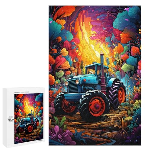 Puzzle für Erwachsene 1000 Teile farbenfrohes psychedelisches Traktor Puzzle Spiele Spielzeug Geschenk geeignet als Schreibtischdekoration 75 x 50 cm von QSYFNBZL