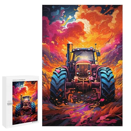 Puzzle für Erwachsene 1000 Teile farbenfrohes psychedelisches Traktor Puzzle Spiele Spielzeug Geschenk geeignet als Schreibtischdekoration 75 x 50 cm von QSYFNBZL