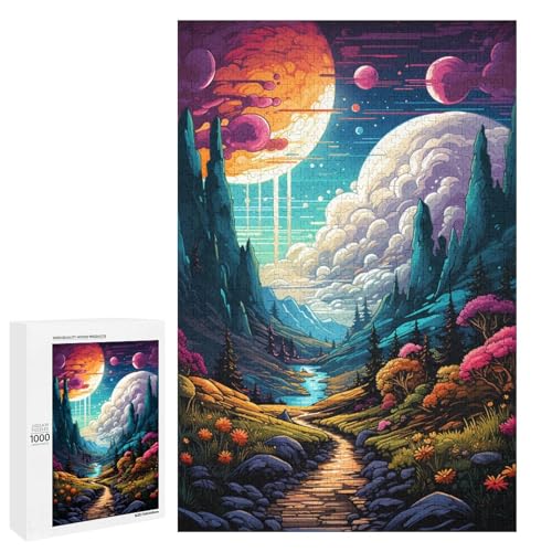 Puzzle für Erwachsene 1000 Teile farbenfrohes psychedelisches Traumwelt Puzzle für Erwachsene Holzspiele für die ganze Familie Weihnachts und Geburtstagsgeschenke 75 x 50 cm von QSYFNBZL