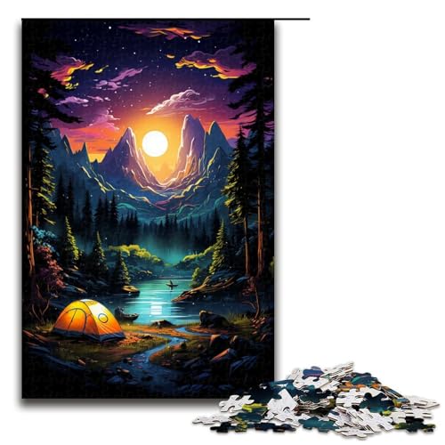 Puzzle für Erwachsene 1000 Teile farbenfrohes psychedelisches Wald Camping Puzzle für Kinder Holzpuzzle dekomprimierendes intellektuelles Lernspielzeug 75 x 50 cm Puzzle für Erwachsene 1000 Teile farbenfrohes psychedelisches Wald Camping Puzzle für Kinder Holzpuzzle dekomprimierendes intellektuelles Lernspielzeug 75 x 50 cm von QSYFNBZL
