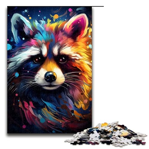 Puzzle für Erwachsene 1000 Teile farbenfrohes psychedelisches Waschbär Puzzle für Lernspiele Herausforderungsspielzeug einzigartige Heimdekoration und Geschenke 75 x 50 cm Puzzle für Erwachsene 1000 Teile farbenfrohes psychedelisches Waschbär Puzzle für Lernspiele Herausforderungsspielzeug einzigartige Heimdekoration und Geschenke 75 x 50 cm von QSYFNBZL