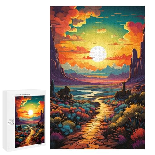 Puzzle für Erwachsene 1000 Teile farbenfrohes psychedelisches Wüstensonnenuntergang Puzzle Geburtstagsgeschenk für Teenager ab 14 Jahren 75 x 50 cm von QSYFNBZL