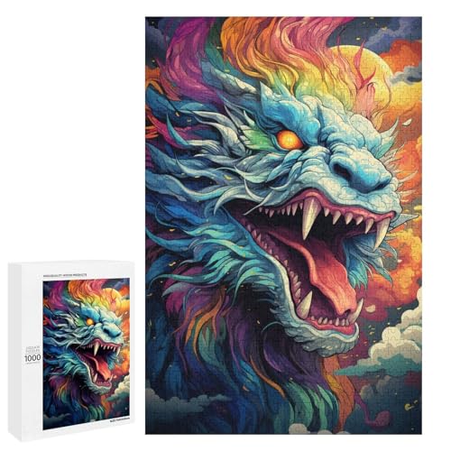 Puzzle für Erwachsene 1000 Teile farbenfrohes psychedelisches asiatisches Drachenpuzzle für Kinder Holzpuzzle dekomprimierendes intellektuelles Lernspielzeug 75 x 50 cm Puzzle für Erwachsene 1000 Teile farbenfrohes psychedelisches asiatisches Drachenpuzzle für Kinder Holzpuzzle dekomprimierendes intellektuelles Lernspielzeug 75 x 50 cm von QSYFNBZL
