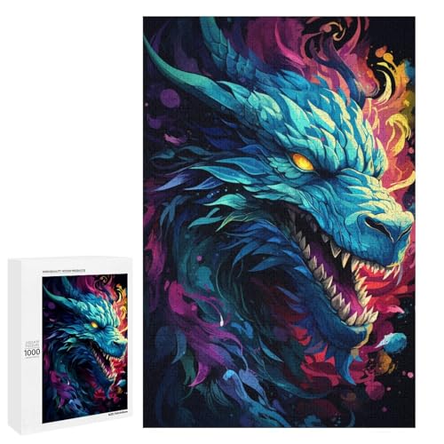 Puzzle für Erwachsene 1000 Teile farbenfrohes psychedelisches asiatisches Drachenpuzzle für Kinder Holzpuzzle dekomprimierendes intellektuelles Lernspielzeug 75 x 50 cm Puzzle für Erwachsene 1000 Teile farbenfrohes psychedelisches asiatisches Drachenpuzzle für Kinder Holzpuzzle dekomprimierendes intellektuelles Lernspielzeug 75 x 50 cm von QSYFNBZL