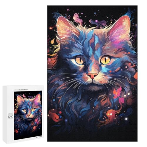 Puzzle für Erwachsene 1000 Teile farbenfrohes psychedelisches blaues Neonkatzen Puzzle für Lernspiele Herausforderungsspielzeug einzigartige Heimdekoration und Geschenke 75 x 50 cm Puzzle für Erwachsene 1000 Teile farbenfrohes psychedelisches blaues Neonkatzen Puzzle für Lernspiele Herausforderungsspielzeug einzigartige Heimdekoration und Geschenke 75 x 50 cm von QSYFNBZL