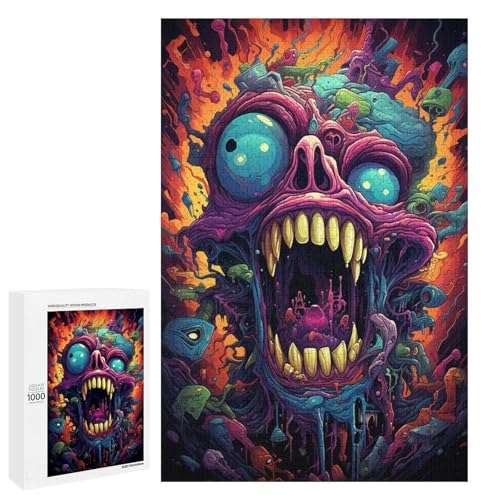 Puzzle für Erwachsene 1000 Teile farbenfrohes psychedelisches böses Totenkopf Holzpuzzle Lernspielzeug Familienspiele 75 x 50 cm Puzzle für Erwachsene 1000 Teile farbenfrohes psychedelisches böses Totenkopf Holzpuzzle Lernspielzeug Familienspiele 75 x 50 cm von QSYFNBZL