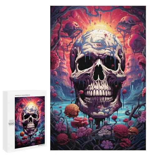 Puzzle für Erwachsene 1000 Teile farbenfrohes psychedelisches böses Totenkopf Holzpuzzle Lernspielzeug Familienspiele 75 x 50 cm Puzzle für Erwachsene 1000 Teile farbenfrohes psychedelisches böses Totenkopf Holzpuzzle Lernspielzeug Familienspiele 75 x 50 cm von QSYFNBZL
