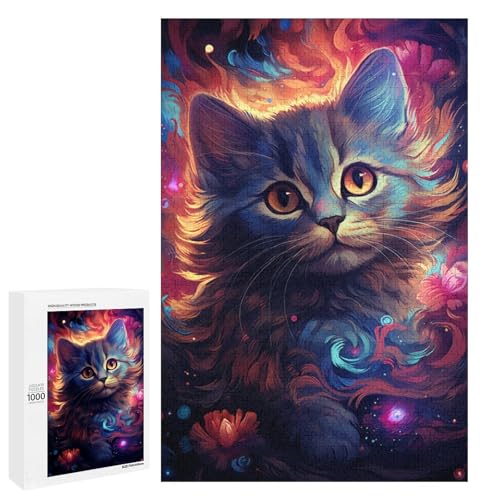 Puzzle für Erwachsene 1000 Teile farbenfrohes psychedelisches süßes Nebelkätzchen Holzpuzzle Lernspielzeug Familienspiele 75 x 50 cm Puzzle für Erwachsene 1000 Teile farbenfrohes psychedelisches süßes Nebelkätzchen Holzpuzzle Lernspielzeug Familienspiele 75 x 50 cm von QSYFNBZL