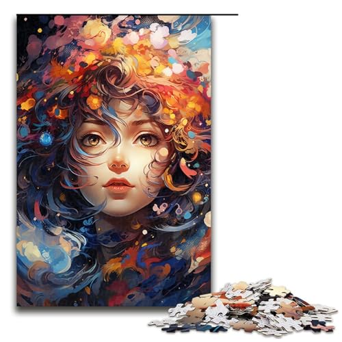 Puzzle für Erwachsene 1000 Teile farbenfrohes schönes Mädchen Puzzlespiel Spielzeug lustig 75 x 50 cm von QSYFNBZL