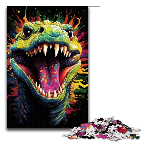 Puzzle für Erwachsene 1000 Teile farbenfrohes wildes Krokodil Puzzlespiel Spielzeug lustig 75 x 50 cm von QSYFNBZL