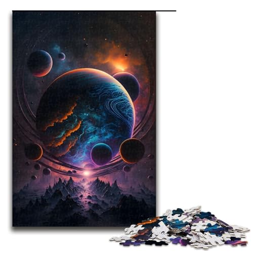 Puzzle für Erwachsene 1000 Teile farbiges Weltraum Traum Puzzle für Kinder Holzpuzzle dekomprimierendes intellektuelles Lernspielzeug 75 x 50 cm von QSYFNBZL