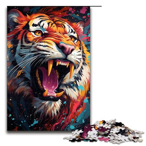 Puzzle für Erwachsene 1000 Teile geheimnisvolles Gemälde Tiger Puzzle Geburtstagsgeschenk für Teenager ab 14 Jahren 75 x 50 cm Puzzle für Erwachsene 1000 Teile geheimnisvolles Gemälde Tiger Puzzle Geburtstagsgeschenk für Teenager ab 14 Jahren 75 x 50 cm von QSYFNBZL