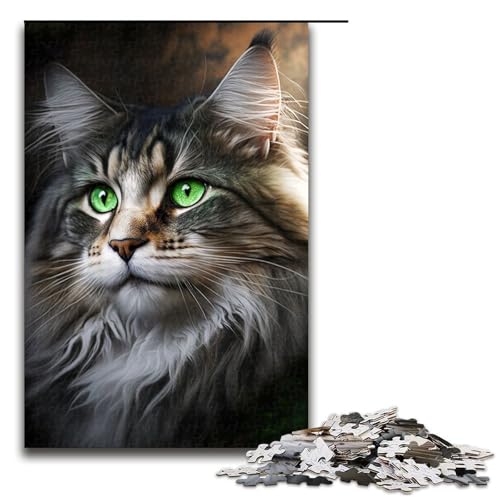 Puzzle für Erwachsene 1000 Teile grüne Augen Maine Coon Puzzle für Kinder Holzpuzzle dekomprimierendes intellektuelles Lernspielzeug 75 x 50 cm Puzzle für Erwachsene 1000 Teile grüne Augen Maine Coon Puzzle für Kinder Holzpuzzle dekomprimierendes intellektuelles Lernspielzeug 75 x 50 cm von QSYFNBZL