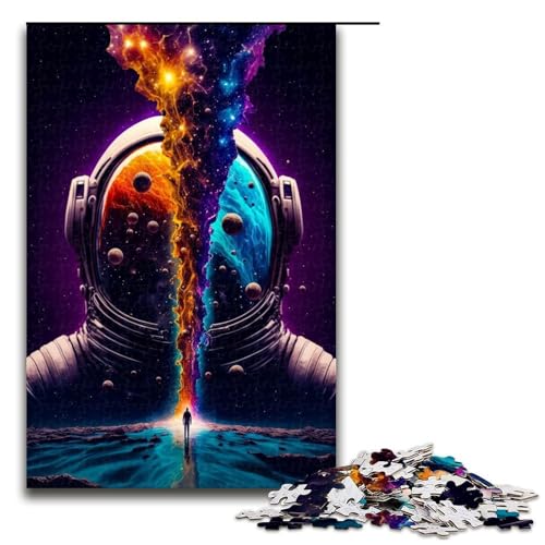 Puzzle für Erwachsene 1000 Teile kosmischer Astronaut Holzpuzzle Lernspielzeug Familienspiele 75 x 50 cm von QSYFNBZL