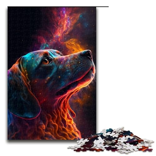Puzzle für Erwachsene 1000 Teile kosmisches Hunde Puzzle für Kinder Holzpuzzle dekomprimierendes intellektuelles Lernspielzeug 75 x 50 cm von QSYFNBZL