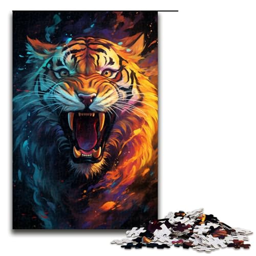 Puzzle für Erwachsene 1000 Teile majestätisches Gemälde Tiger Puzzle für Erwachsene Holzspiele für die ganze Familie Weihnachts und Geburtstagsgeschenke 75 x 50 cm von QSYFNBZL